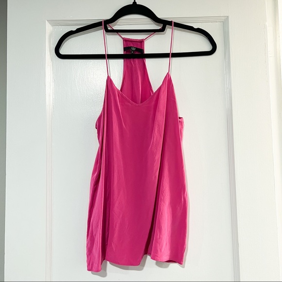 Tibi Tops - SOLD: TIBI Racerback Tank Top Spaghetti Strap Hot Pink 100% Silk Size 0